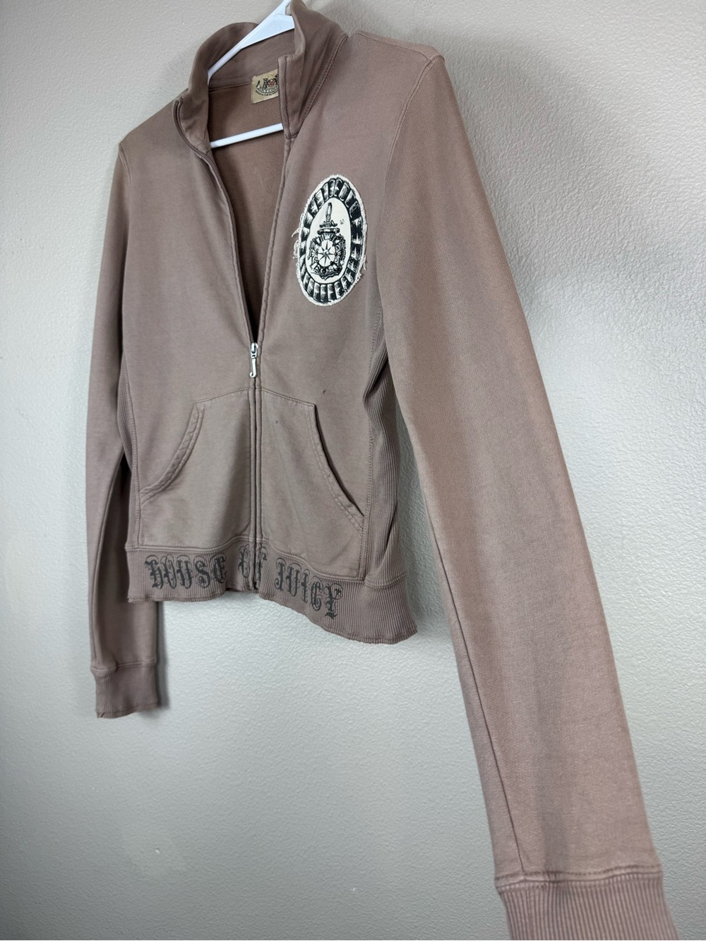 VTG Y2K House of Juicy Couture Zip Up Jacket Brown tan Rhinestone Cotton E - Picture 7 of 15